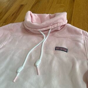 VINEYARD VINES Ombré Sweatshirt Light Pink Cowl Neck Thumb Holes High Low Warm M